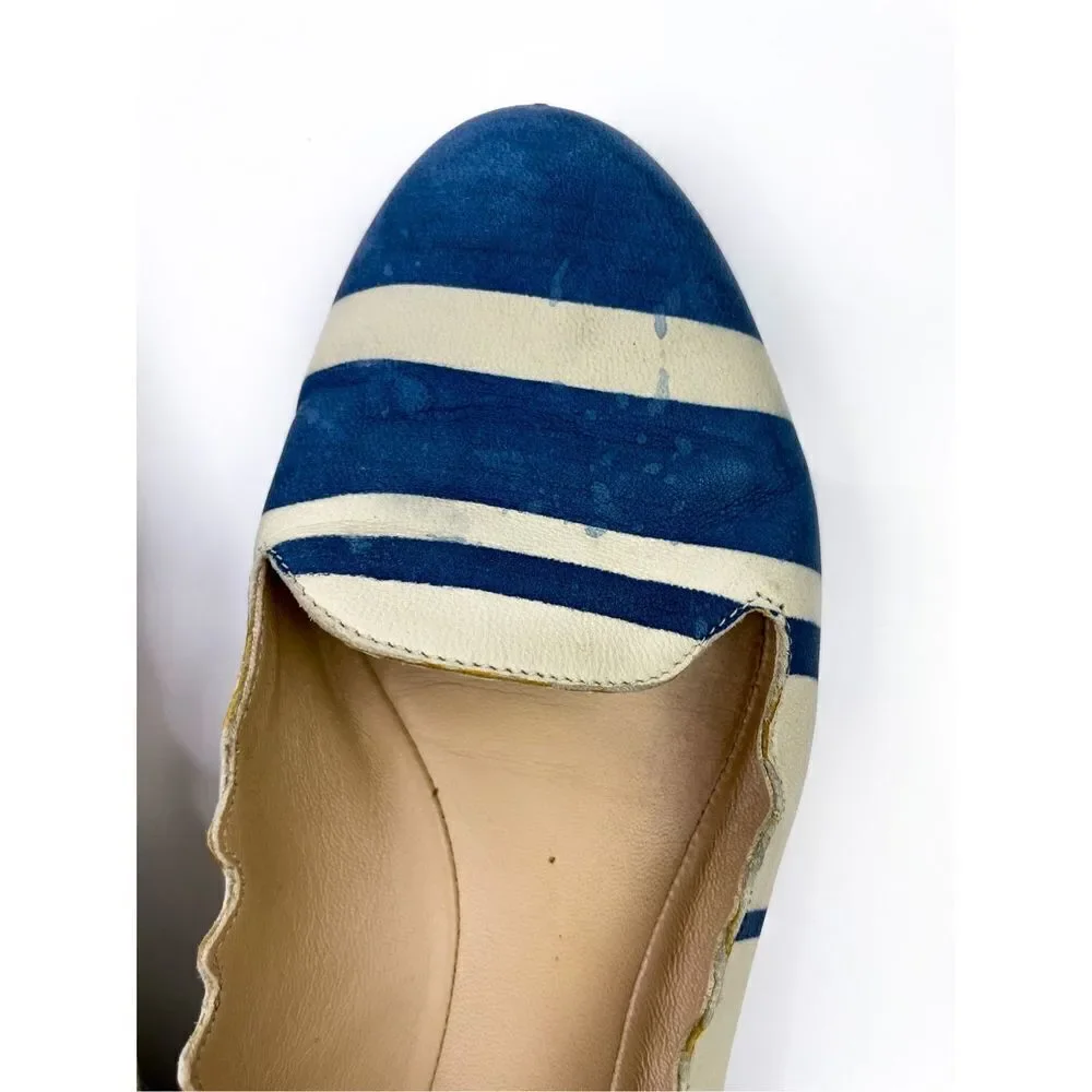 Chloe Scalloped Lauren Striped Ballerina Flat‎